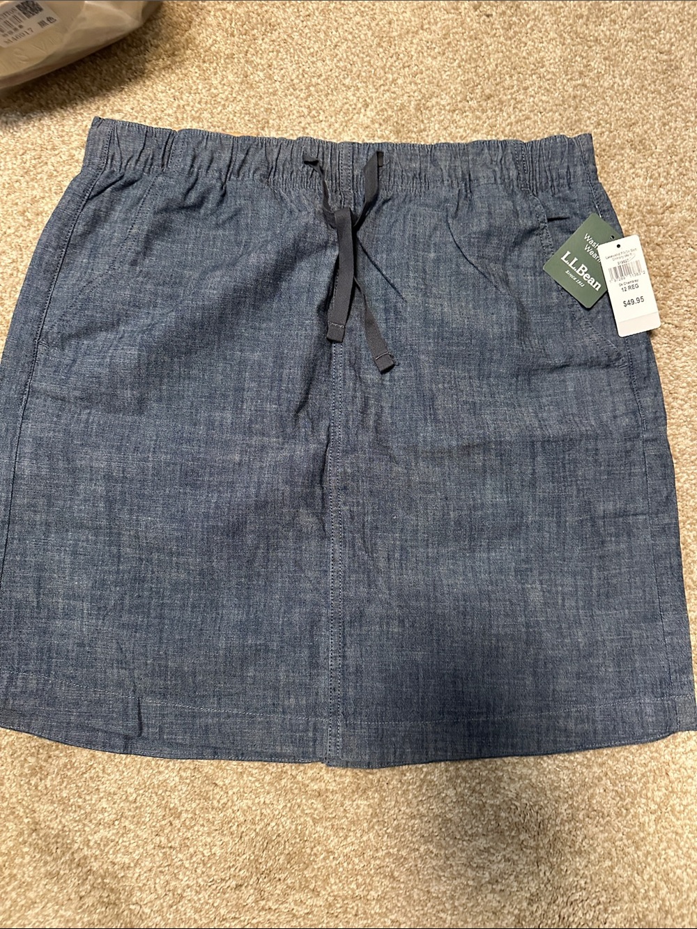 L.L. Bean Dark Chambray Drawstring Mini Skirt